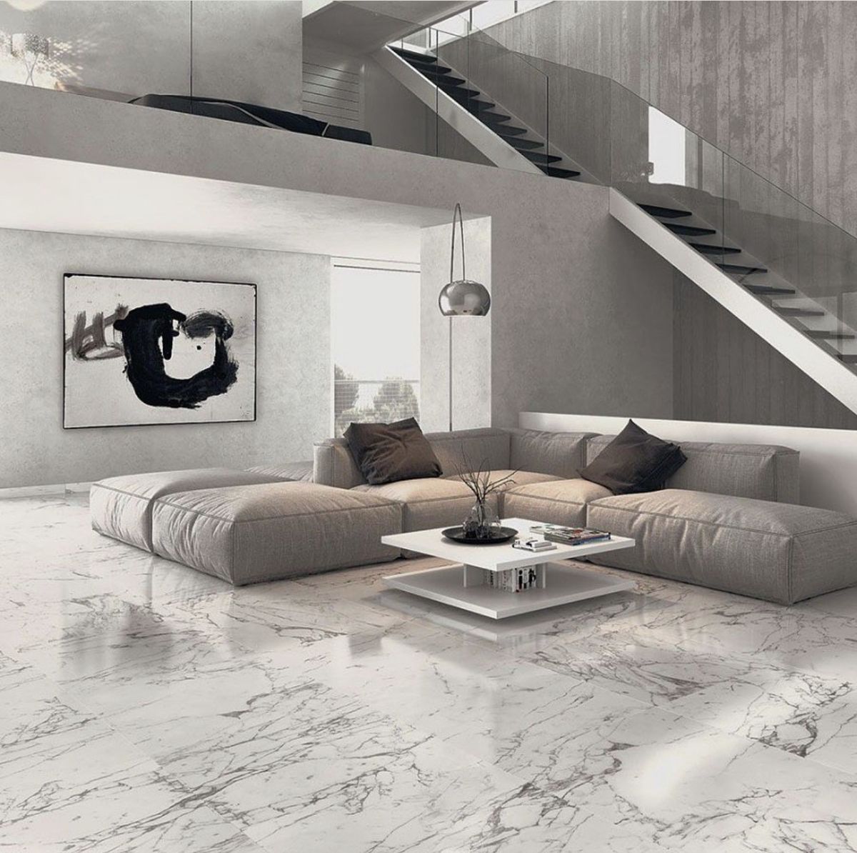 White Marble Living Room